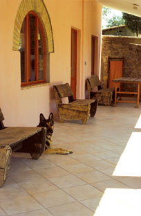 Portico overlooking the garden